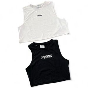 Gymshark White and Black Crop Tank Tops